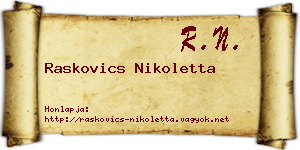 Raskovics Nikoletta névjegykártya